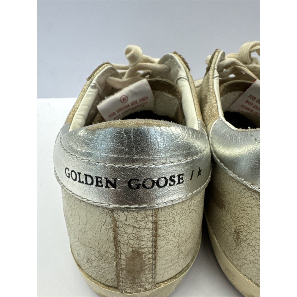 Golden Goose Superstar Sneakers White Leather Blue Star Distressed Low Top SZ 37 - Picture 10 of 16